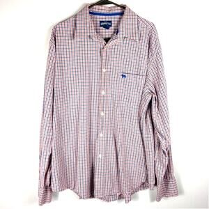 Aeropostale Men’s L Classic Fit Plaid Button Down Shirt Red Blue Check Cotton